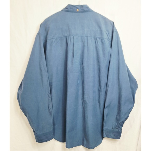 Tommy Bahama 100% Rayon Button Up Wood Button Shirt Blue Long Sleeve Sz Large - Picture 2 of 6